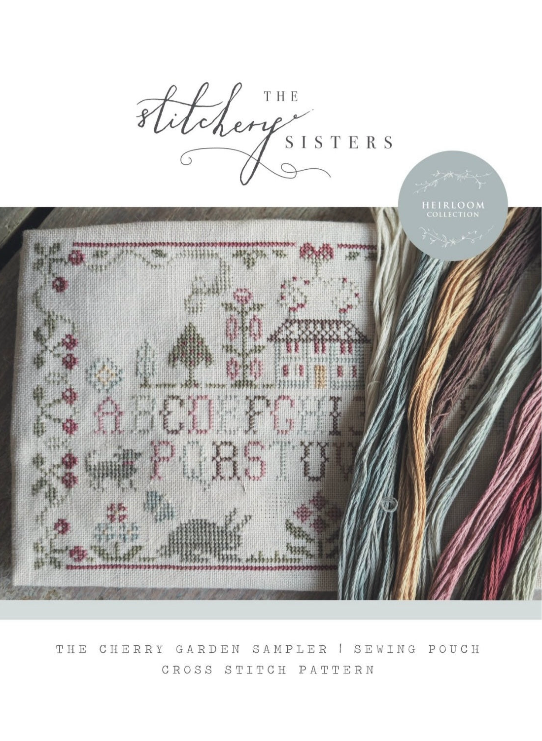 Cherry Garden Sampler Printed Pattern and Threads