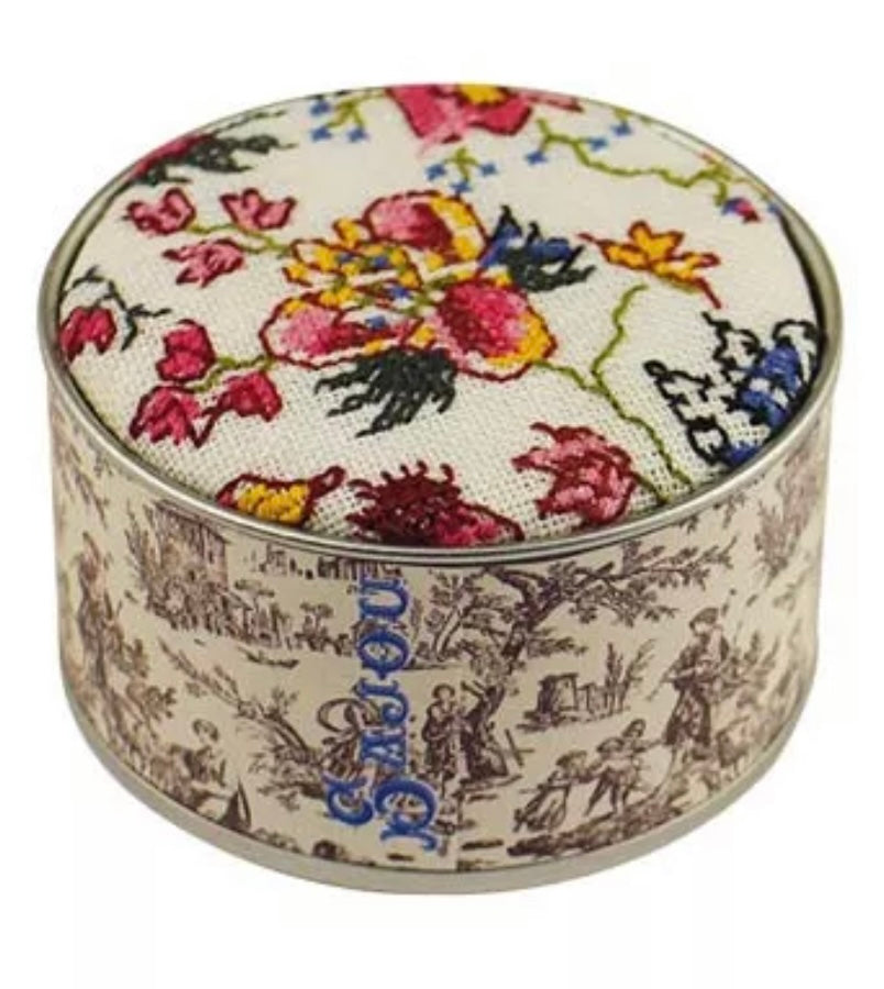 CROSS STITCH KIT - ORIENTAL FLOWERS ROUND BOX