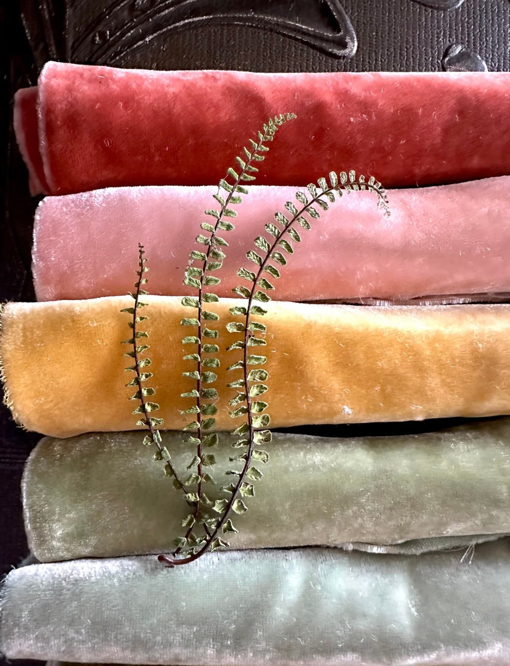 Spring Botanicals Hand dyed Silk Velvet Collection from Julie Collings