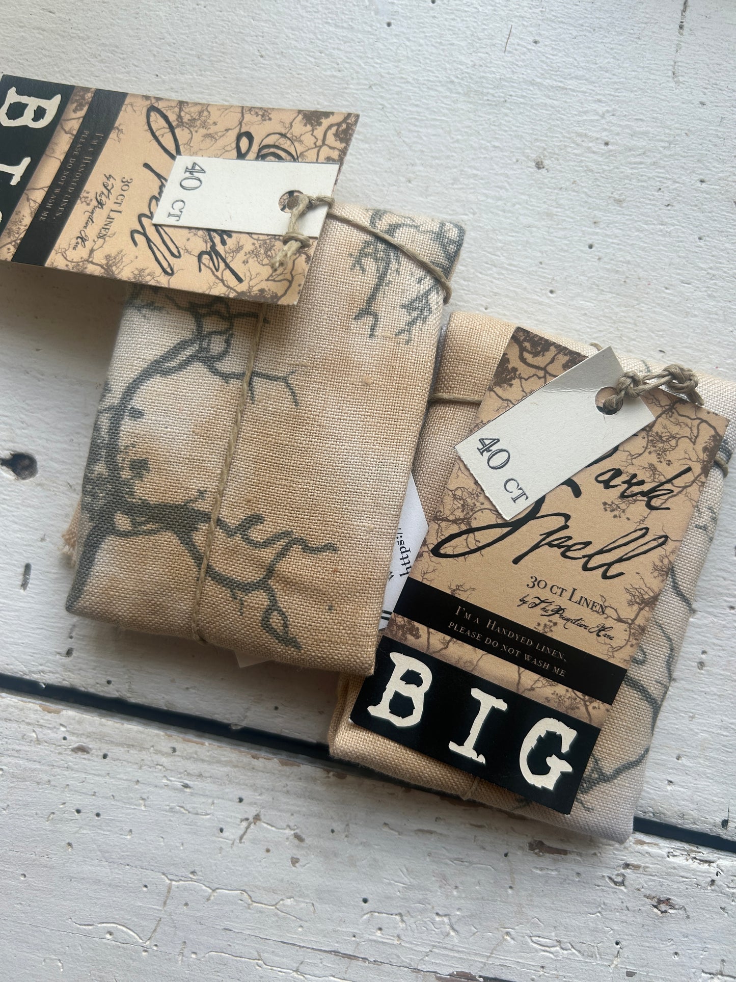 The Primitive Hare - 40ct Dark Spell linen and The Visit Pattern
