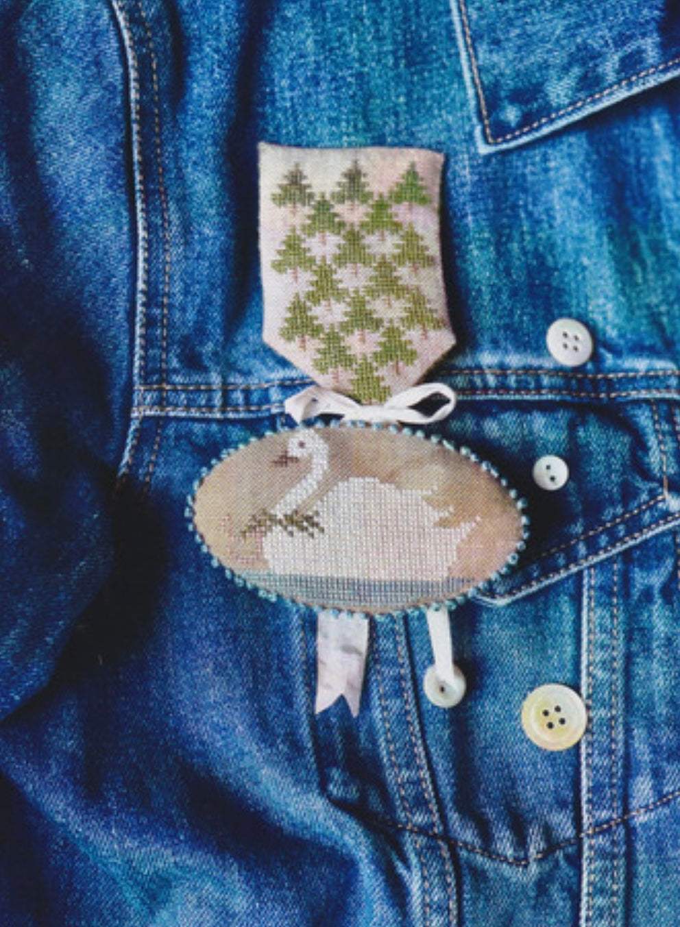 Stacy Nash Swans a swimming Badge Printed Pattern