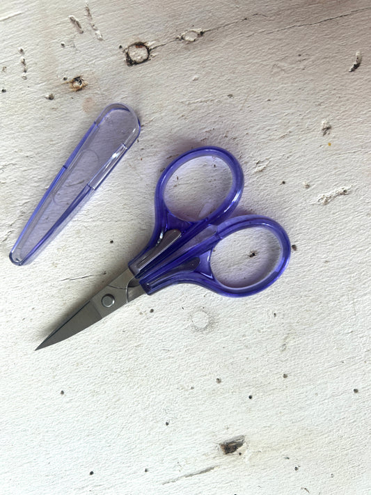 Curved lavender embroidery scissors