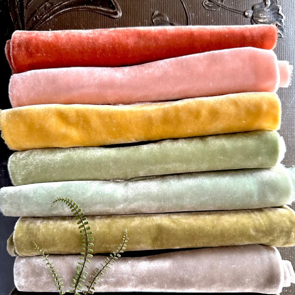 Spring Botanicals Hand dyed Silk Velvet Collection from Julie Collings