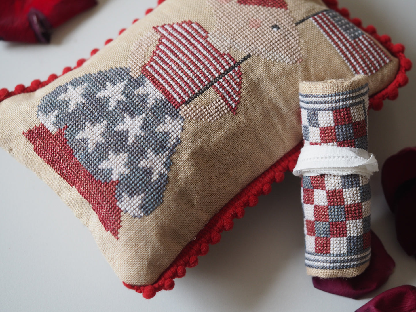 Mice Mascots - Miss Independence Mouse and Picnic Blanket Needle Roll.