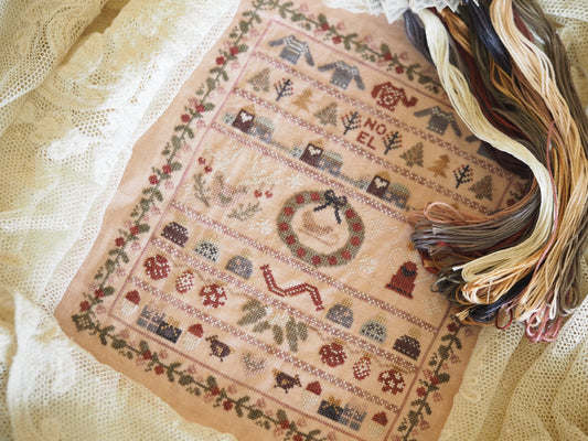 Nordic Heirloom Christmas Sampler Printed Pattern and Threads